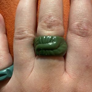 Green trendy plastic ring